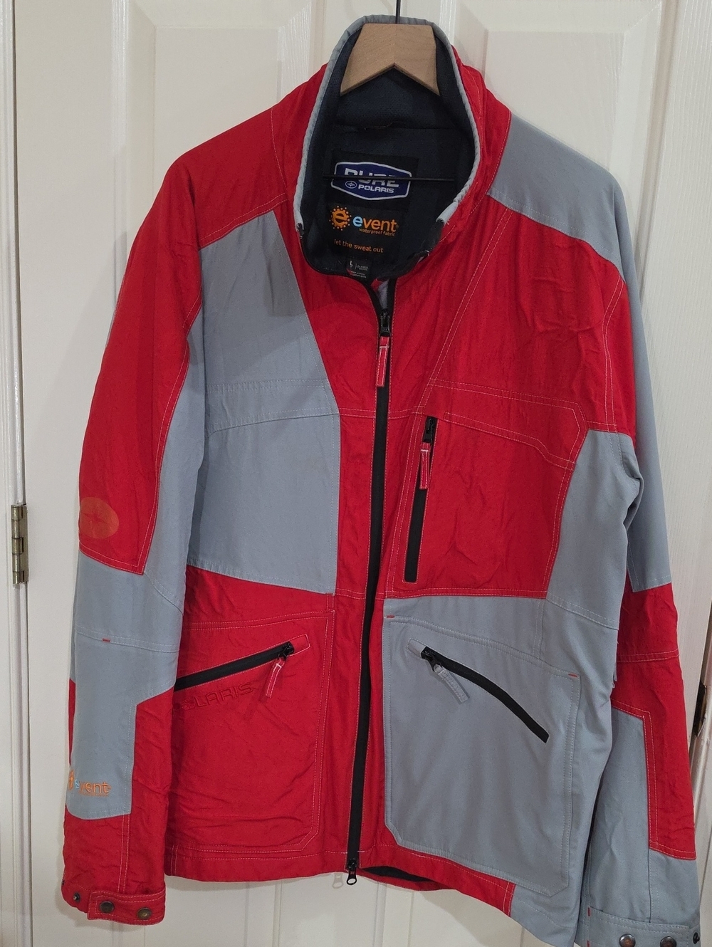 Pure Polaris "Octane" Snowmobile Jacket Mens- Red & Gray eVent Waterproof Size L